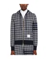 Thom Browne 4-bar Stripe Jacquard-check Cotton Hoodie In Black