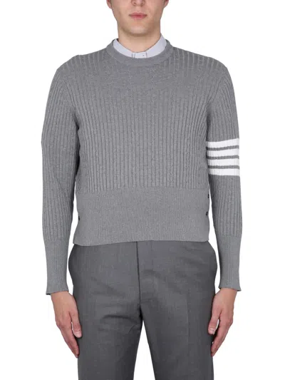 Thom Browne 4 Bar Stripe Jersey In Gray