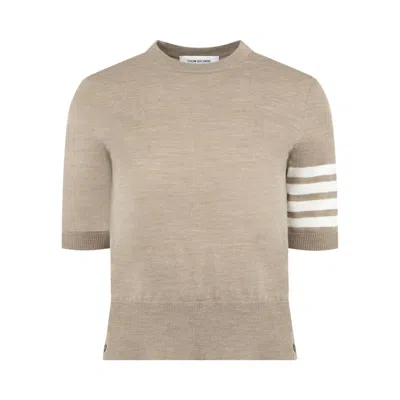 Pre-owned Thom Browne 4 Bar Stripe Jersey Stitch Tee 'medium Brown' | Women's Size 40