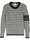 Thom Browne 4-bar Stripes Cable Knit Cardigan In Grey