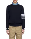 Thom Browne Ribbed Crewneck Sweater Striped Sleeves In Navy Blue