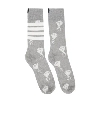 Thom Browne 4-bar Stripe Kite Icon Jacquard Tube Socks In Gray