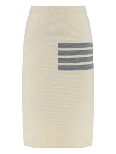 Thom Browne 4-bar Stripe Knit Skirt In White