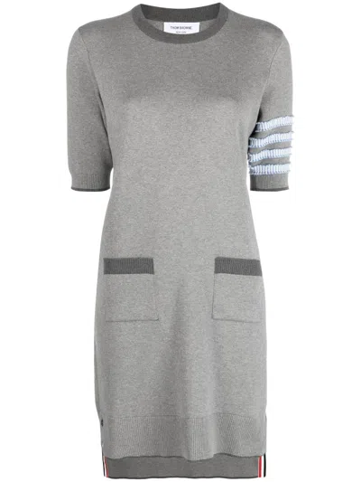 Thom Browne 4-bar Stripe Knitted Minidress In Gray