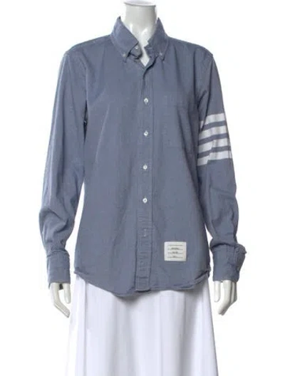 Pre-owned Thom Browne 4 Bar Stripe Long Sleeve Button-up Top In Blue