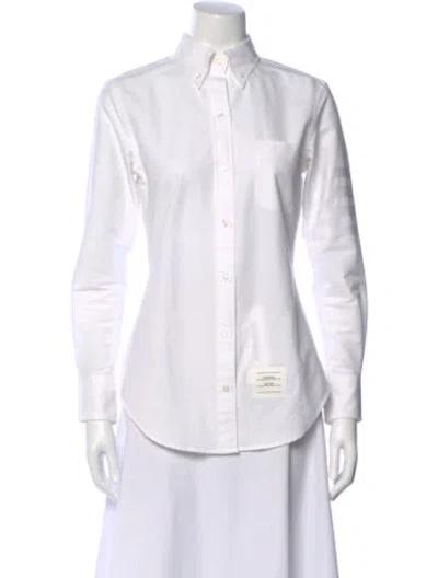 Pre-owned Thom Browne 4 Bar Stripe Long Sleeve Button-up Top In White