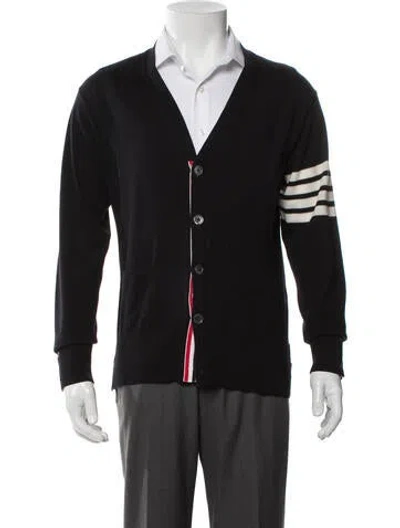 Pre-owned Thom Browne 4 Bar Stripe Merino Wool Cardigan In Black
