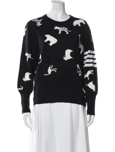 Pre-owned Thom Browne 4 Bar Stripe Merino Wool Sweater In Blue
