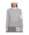 Thom Browne 4-bar Long-sleeve Cotton Jersey Ruby T-shirt In Gray