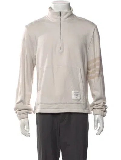 Pre-owned Thom Browne 4 Bar Stripe Mock Neck Sweatshirt In Neutrals