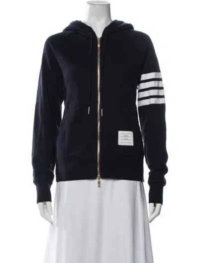 Pre-owned Thom Browne 4 Bar Stripe Open Front Hoodie In Blue