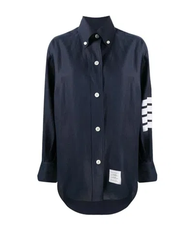 Thom Browne 4-bar Stripe Oversize Shirt In Black