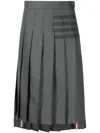 Thom Browne 4-bar Stripe Pleated Skirt In 035 Med Grey
