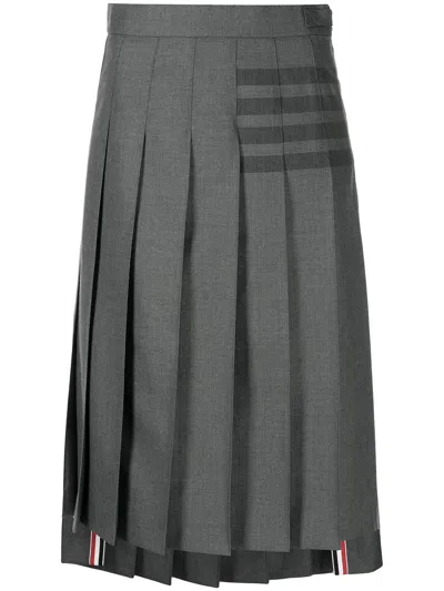 Thom Browne 4-bar Stripe Pleated Skirt In 035 Med Grey