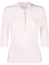 Thom Browne 4-bar Stripe Pointelle-knit Polo Top In Pink
