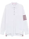 Thom Browne Striped Cotton Blend Polo Shirt With Pocket In White