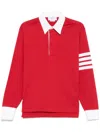 Thom Browne Long-sleeved Cotton Polo Shirt In Red