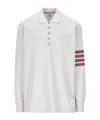 Thom Browne Stripe-detailed Long-sleeved Polo Shirt In White