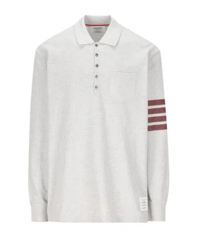 THOM BROWNE THOM BROWNE STRIPE-DETAILED LONG-SLEEVED POLO SHIRT