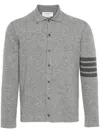 Thom Browne 4-bar Stripe Cashmere Polo Top In Grey