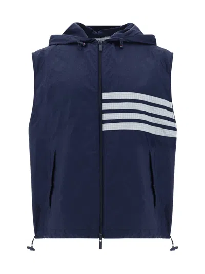 THOM BROWNE 4-BAR STRIPE RIPSTOP HOODED GILET
