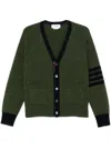 Thom Browne 4 Bar Stripe Shetland Wool Cardigan In Green