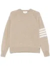 Thom Browne 4 Bar Stripe Shetland Wool Sweater In Brown