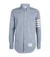Thom Browne Flannel 4-bar Straight Fit Shirt Man Polo Shirt Multicolored Size L Cotton In Blue