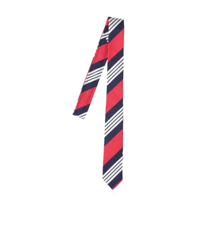 Thom Browne 4-bar Stripe Silk-cotton Tie In Red