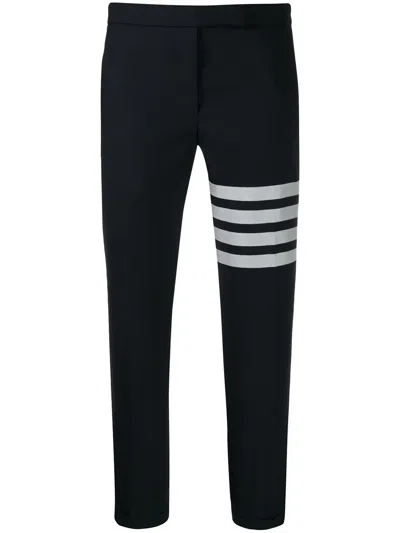 Thom Browne 4-bar Low Rise Wool Crop Skinny Pants In Navy