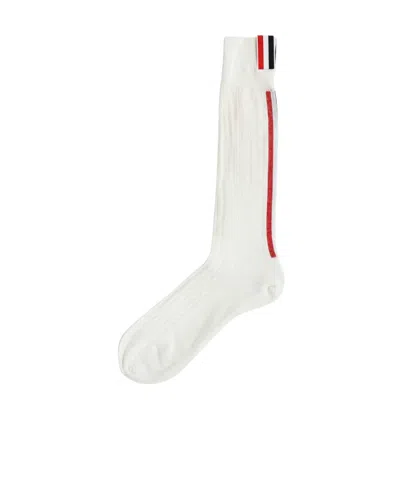 Thom Browne 4-bar Stripe Socks In White