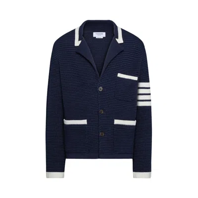 Pre-owned Thom Browne 4 Bar Stripe Stitch Cardigan Jacket 'dark Blue' | Men's Size 3