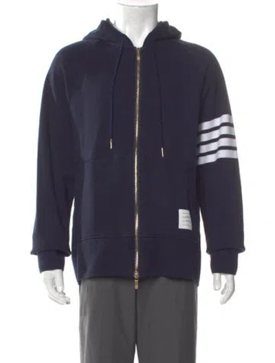 Pre-owned Thom Browne 4 Bar Stripe Striped Hoodie In Blue