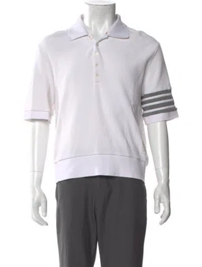 Pre-owned Thom Browne 4 Bar Stripe Striped Polo Shirt In White