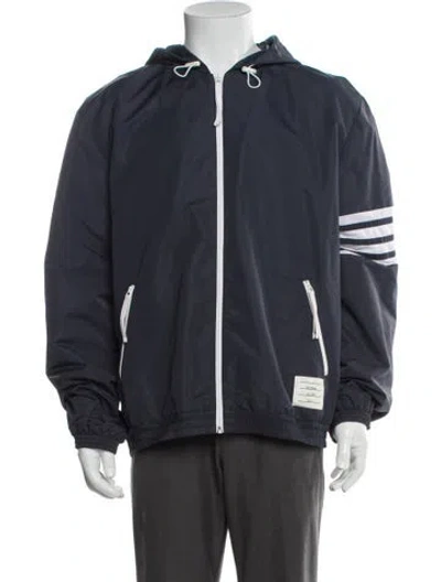 Pre-owned Thom Browne 4 Bar Stripe Striped Windbreaker In Blue
