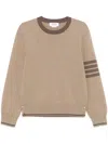Thom Browne Milano Stitch Cotton Crewneck Sweater In Brown