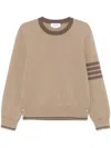 Thom Browne Milano Stitch Cotton Crewneck Sweater In Brown