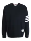 Thom Browne Classic Sweatshirt In Classic Loopback With Engineered 4 Bar Clothing In Azul Oscuro