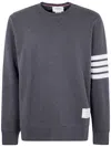 Thom Browne Classic Loop Back Sweatshirt With Engineered 4 Bar In Grey