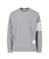 Thom Browne Loopback Jersey Knit 4-bar Crewneck Sweatshirt In Light Grey