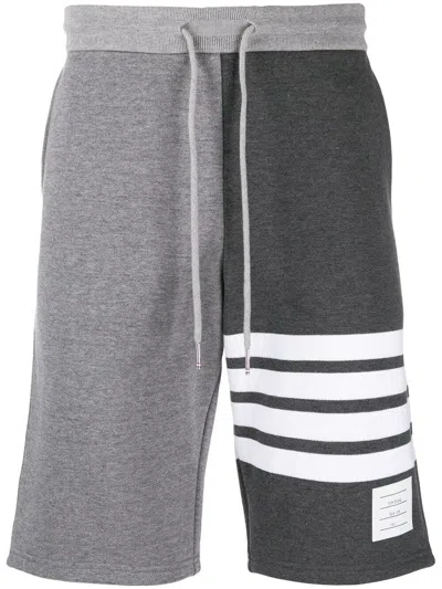 Thom Browne 4 Bar Stripe Tonal Track Shorts In Grey