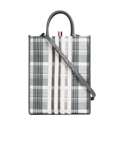Thom Browne 4-bar Stripe Tote Bag In Gray