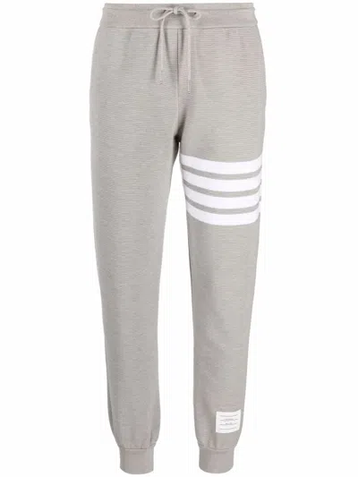 Thom Browne Light Grey Cotton 4bar Track Pants In Gray