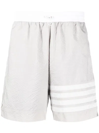 Thom Browne Ultralight Ripstop 4-bar Mid Thigh Shorts Men In Gray