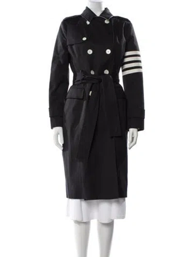 Pre-owned Thom Browne 4 Bar Stripe Trench Coat In Gray