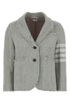 Thom Browne 4 Bar Stripe Tweed Jacket In Gray