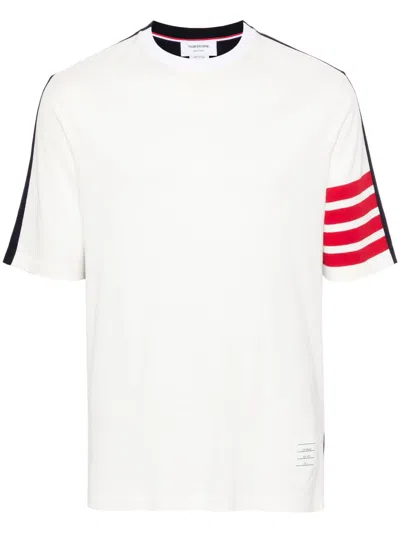 Thom Browne 4-bar Stripe Two-tone T-shirt In White