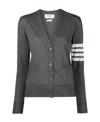 Thom Browne 4-bar Merino Wool Cardigan In Gray