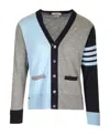 Thom Browne 4-bar Stripe V-neck Cardigan In Gray