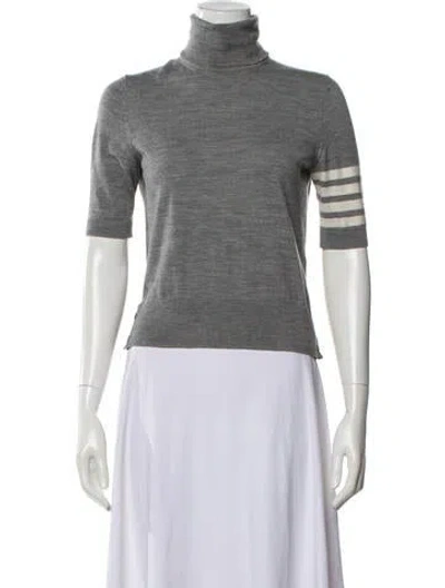 Pre-owned Thom Browne 4 Bar Stripe Virgin Wool Sweater In Gray